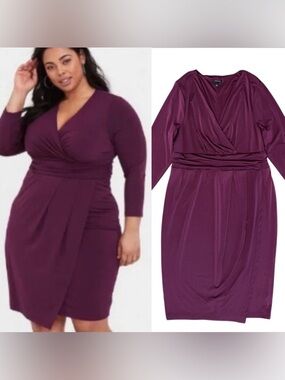Torrid Midi Studio Knit Surplice Wrap plum
Purple Dress Plus Size 1 1X 14/16